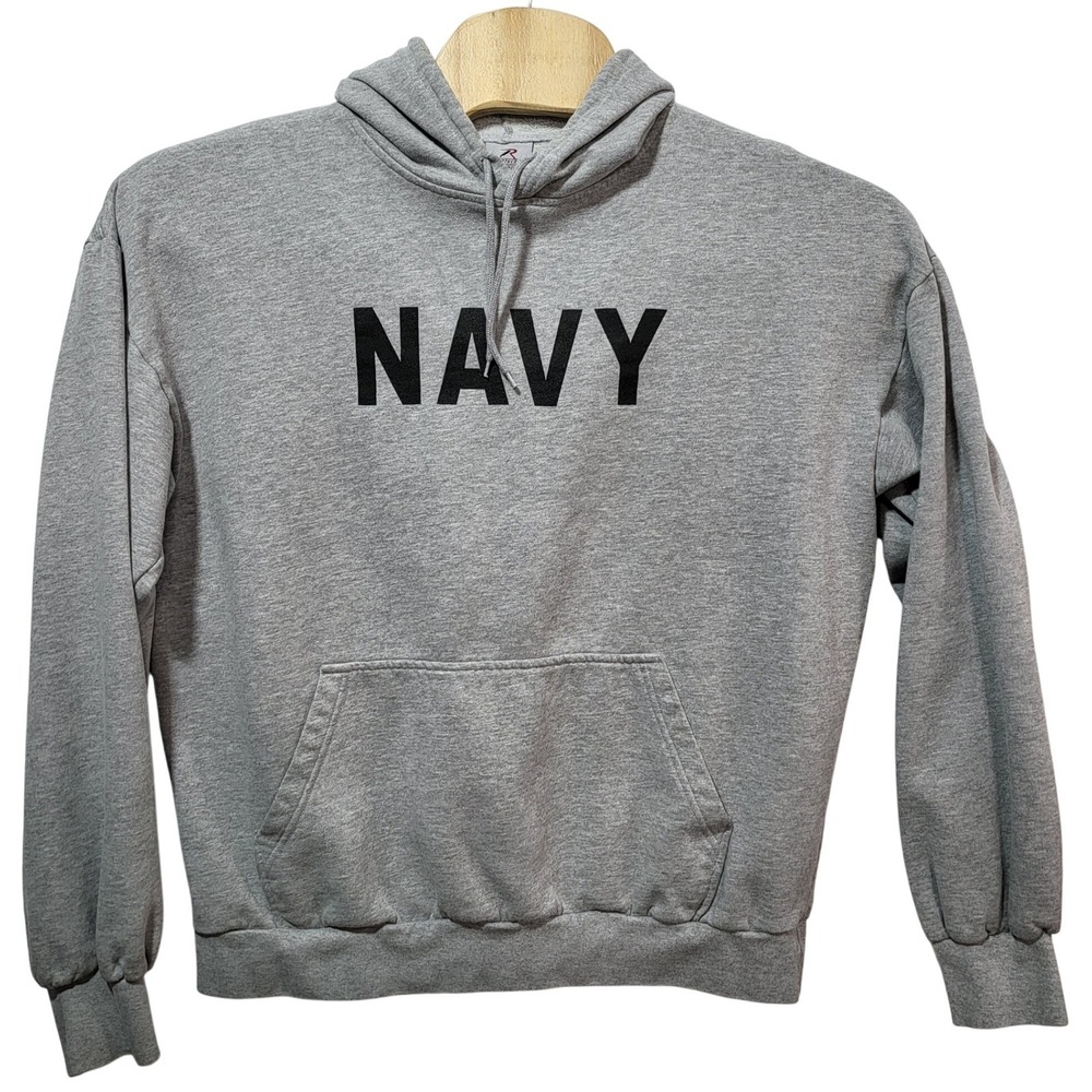 Rothco Mens NAVY Graphic Hoodie Heather Gray Pullover Sweatshirt XL RN 37572